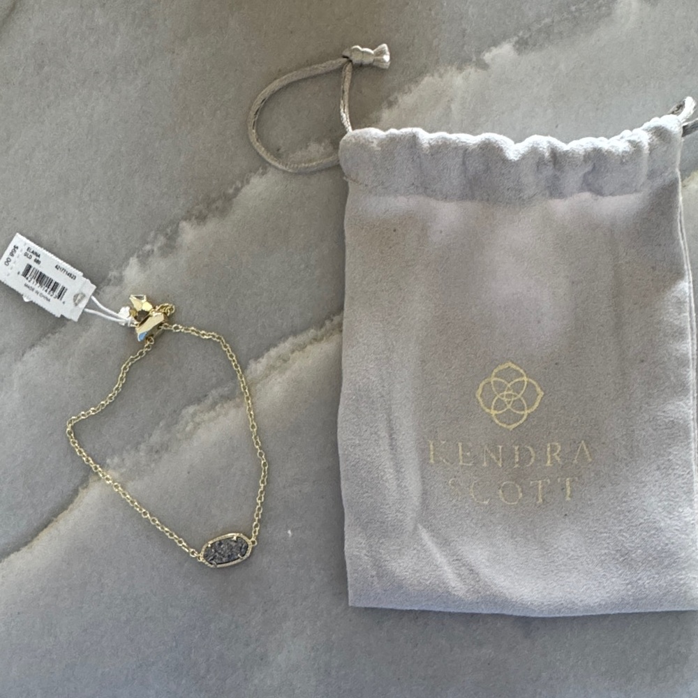 Kendra Scott Gold Chain Bracelet with Dark Stone